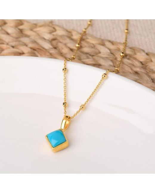 Nellou Jewellery Metallic Diamond Birthstone Necklace December Plated Sterling
