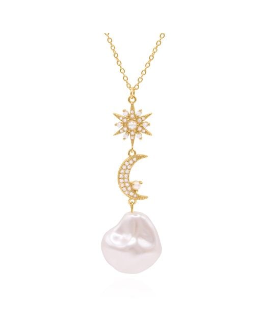 Luna Charles Metallic Bronte Pearl Drop Necklace