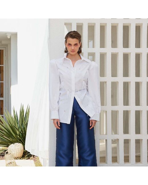 Roqaia Fashion House White Peony Shirt