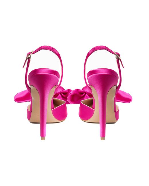 Ginissima Pink Fuchsia Vesa Satin Sandals With Oversized Satin Bow