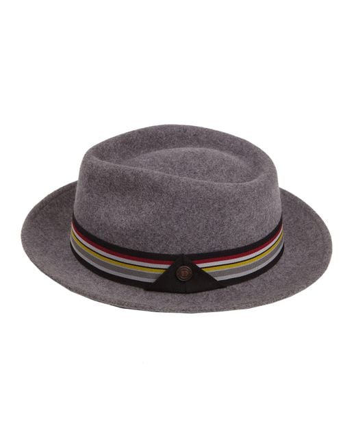Dasmarca Hats Gray James Smoke Milange Felt Wide Brim Wool Felt Fedora Hat for men