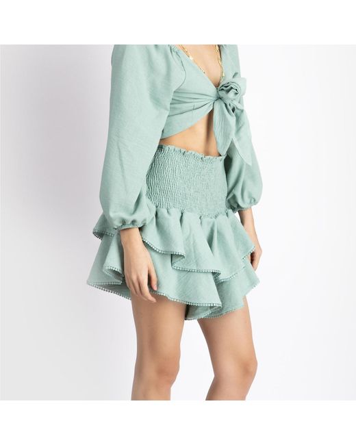 Ilvi Blue Melena Crop Blouse & Skirt Set