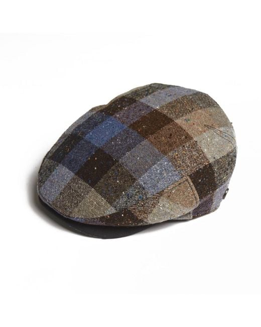 Dasmarca Hats Brown Tailor Checks Ukranian Tweed Wool Cap For for men