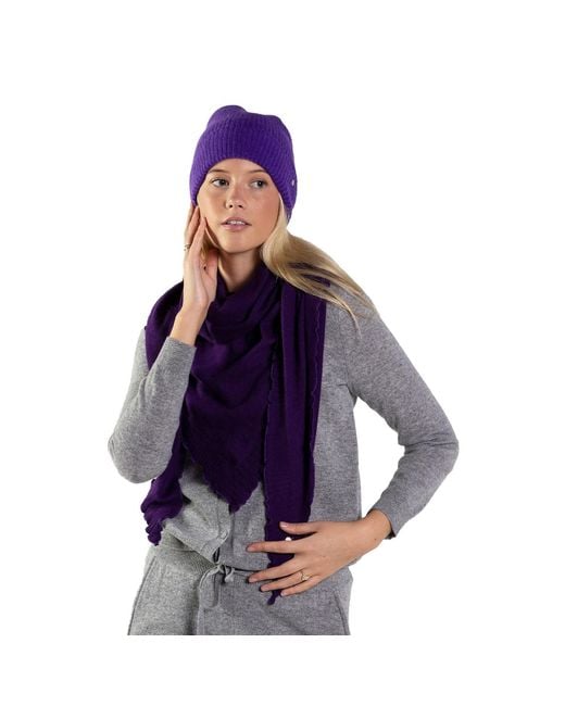 tirillm Purple Palma Triangle Cashmere Scarf Bright