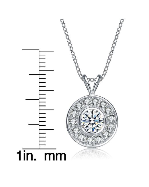 Genevive Jewelry Metallic Cubic Zirconia Ss Plated Round Bezel Pendant