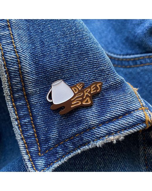 Make Heads Turn Brown Enamel Pin Less Depresso More Espresso