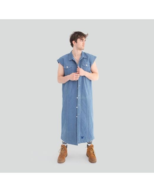 Maui X Lolita Blue Ruler Oversized Denim Vest for men