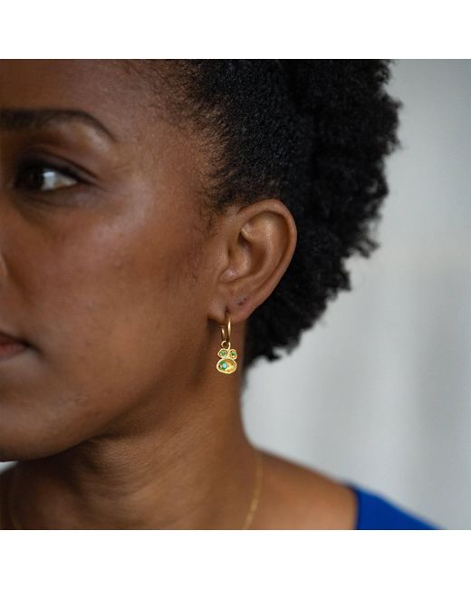 Claire Hill Designs Metallic Emerald & Lichen Hoop Earrings