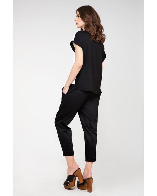 Conquista Black Neutrals Cap Sleeve Print Top By Fashion