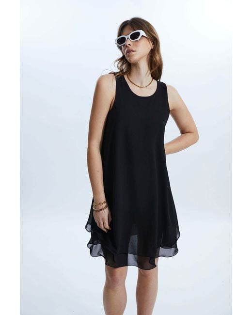 James Lakeland Black Sleeveless Wave Hem Dress