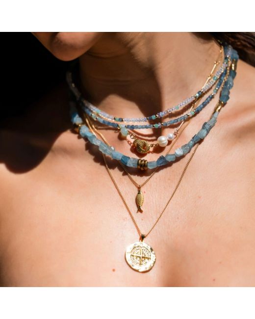 Rachel Nathan Blue Mini Beaded: Santa Maria Aquamarine & Amazonite Necklace