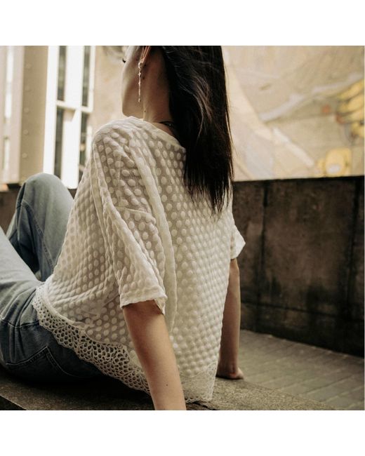 Oh!Zuza White Polka Dot Tee With Lace