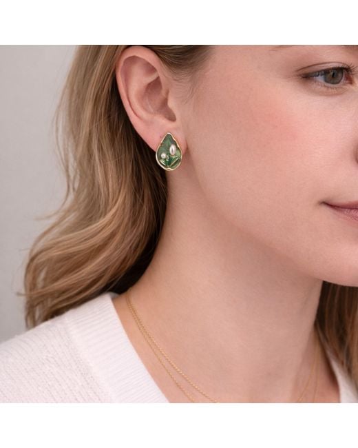 Nuvv Collection Green Botanical Design Earrings