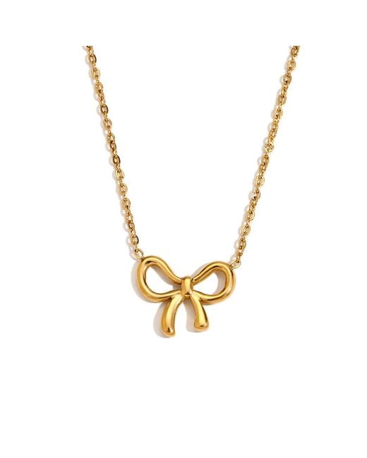 Olivia Le Metallic Dainty Minimalist Bow Pendant Necklace