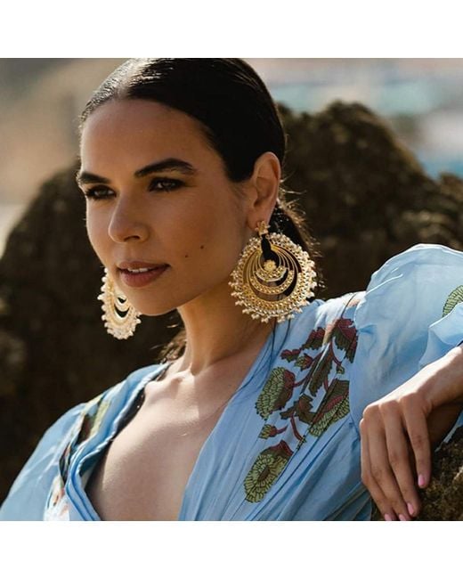 Meraki by Rashmi Bajaj Metallic Minerva Plated Chandelier Earrings With Pearl Drops