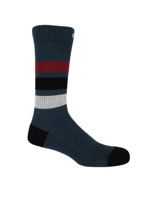 Peper Harow - Made in England Blue Striped Organic Sport Socks 2 Pack for men