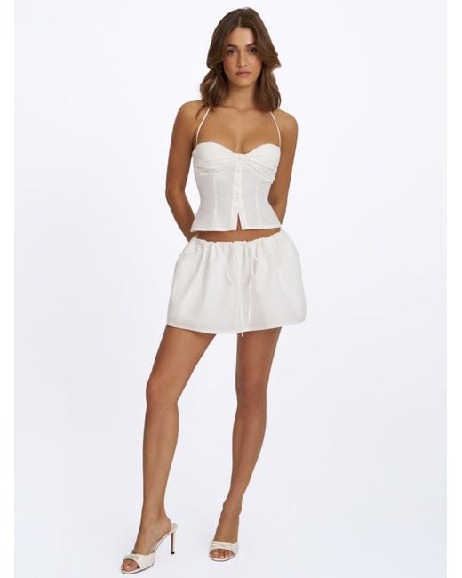 Miss Circle New York White Waverly Cotton Poplin Button-Front Sweetheart Halter Top