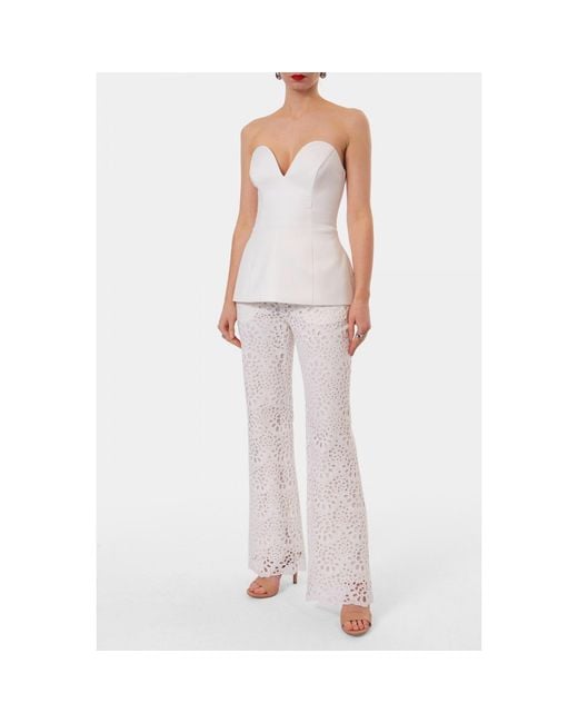 AGGI by HALEWSKI White Ally Off Embroidered Lace Pants