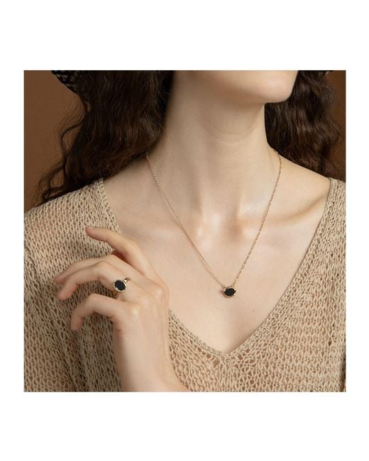 Vintouch Italy Metallic Ad Astra-Plated Onyx Necklace