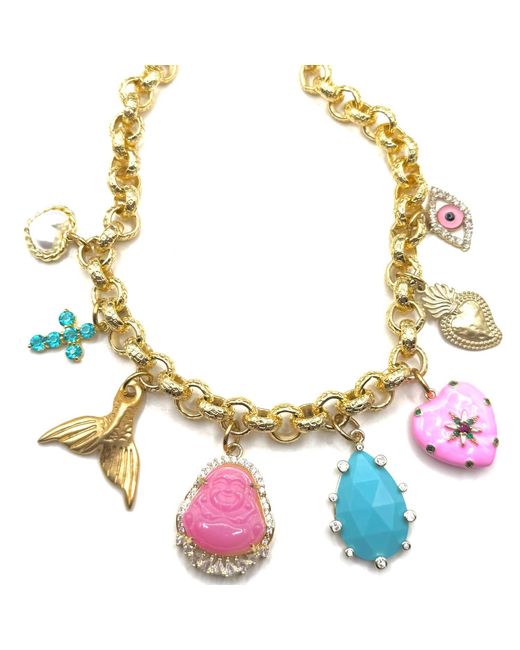 Achala Handcrafted Metallic Lucky Charm Statement Necklace