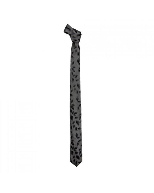 DAVID WEJ Black Leaf Jaquard Tie – Charcoal for men