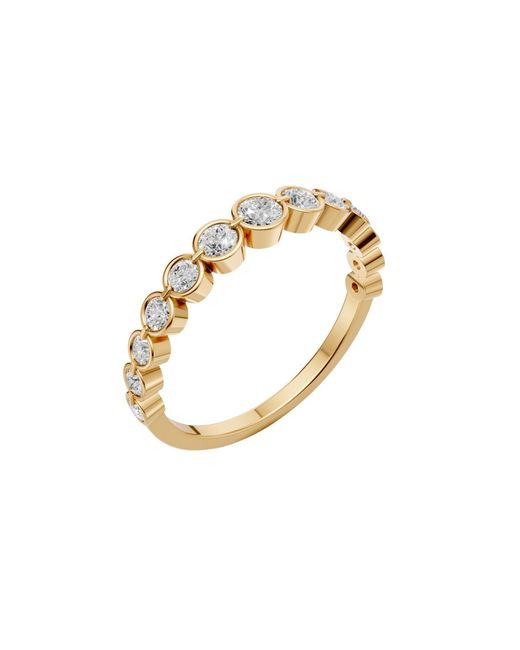 Aya Fine Jewelry Metallic Round Graduated Bezel Set Lab Diamond Eternity Anniversary Ring