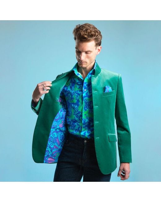 Beatrice von Tresckow Green Sage Mughal Velvet Jacket for men