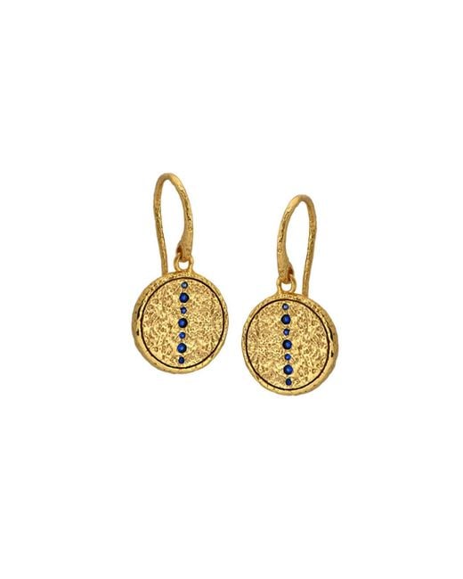 Claire Hill Designs Metallic Sapphire Coin Pendant Earrings