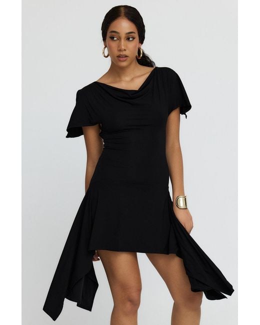Why Mary Black Athena Asymmetrical Backless Mini Dress