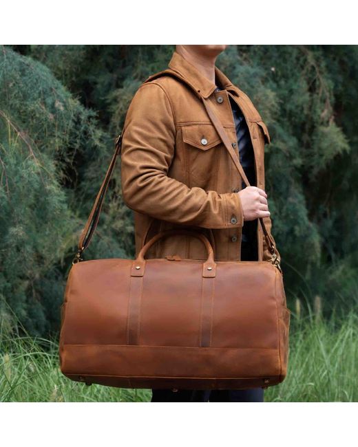 Touri Brown Genuine Leather Duffel for men