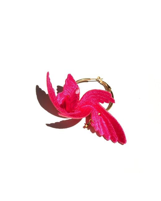 Nana Watanabe Pink Joy Little Bird Embroidery Earrings