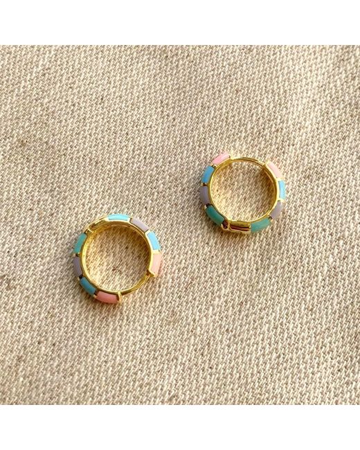 Spero London Black Enamel Sterling Hoop Earring