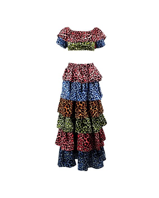 Maui X Lolita Red Ana Ruffled Cheetah Print Two-Piece Skirt Set