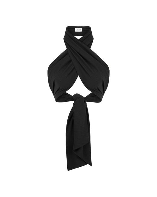 Lilamie Black Amalfi Cross Neck Summer Bustier Top