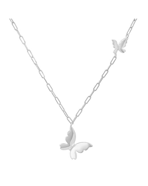Kylie Harper Metallic Petite Paper Clip Floating Butterfly Necklace