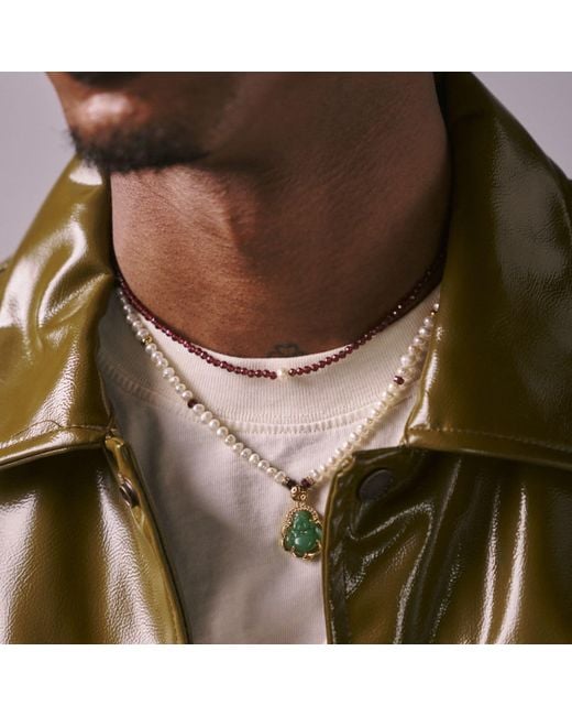 Urbane Jewelry Studio Black Micro Garnet Necklace for men