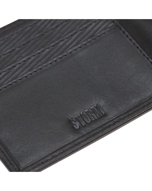 Storm Black Plutus Leather Embossed Wallet for men