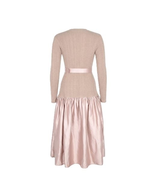 Modenaire Pink Textured Knit Midi Dress Refined Silhouette