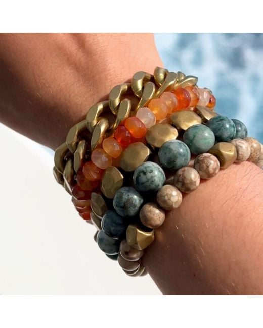 Rachel Nathan Metallic Neutrals Narrow: Crinoid Fossil Bracelet for men