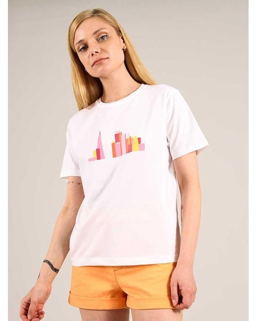 blonde gone rogue White London Skyline Graphic Print Tee, Organic Cotton
