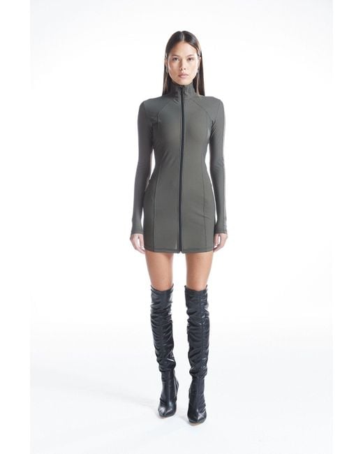 No'design Brown Zip-Up Khaki Mini Dress