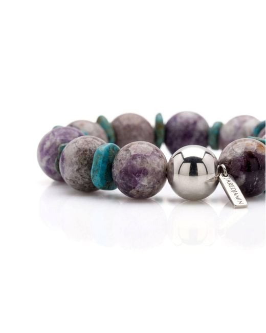 Jaredjamin Purple Paloma Amethyst & Howlite Chunky Stretch Bracelet