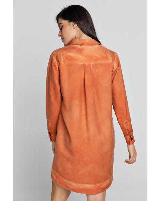 Conquista Orange Tencel Shirt Dress
