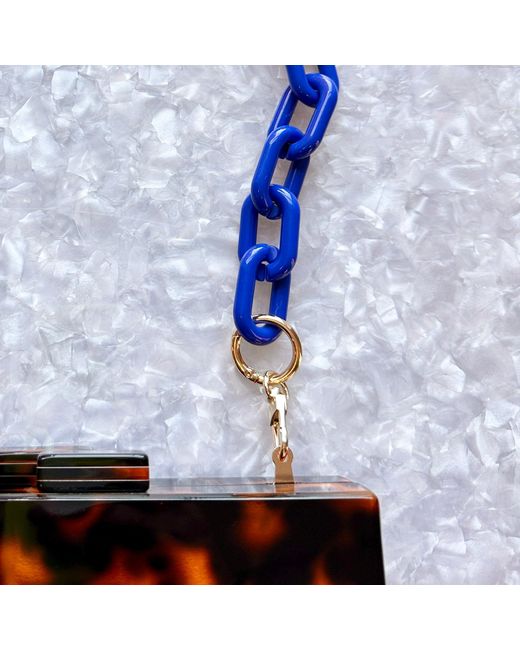 CLOSET REHAB Blue Chain Link Short Acrylic Purse Strap In Cobalt