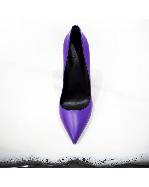 Aethra Shoes Blue Aesi Leather Pointed Toe Stiletto Pumps