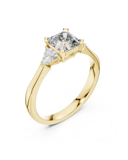 Aya Fine Jewelry Metallic 2 Carat Emerald & Trillion Cut Lab Grown Diamond Engagement Ring