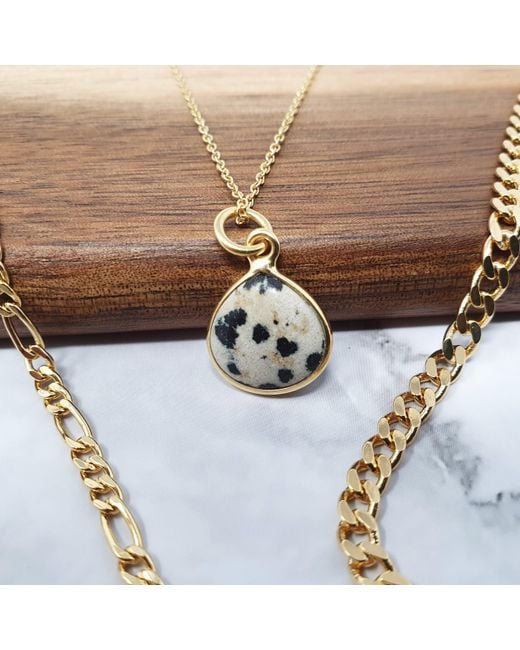 Harfi Metallic Vermeil Plated Dalmatian Gemstone Crystal Necklace