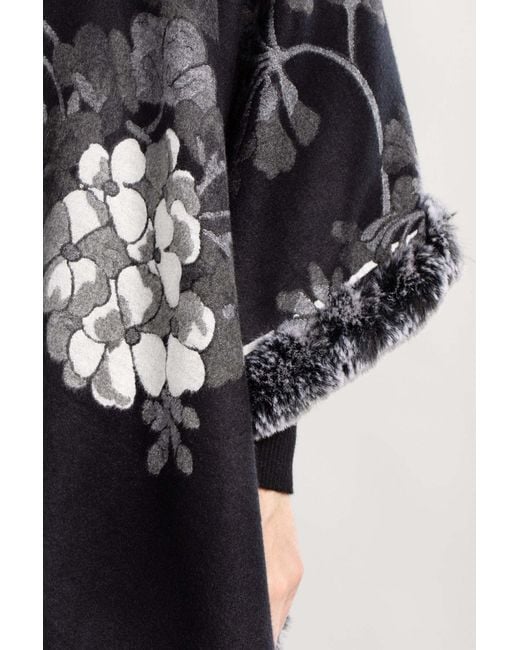 Saachi Black Blooming Faux Fur Scarf