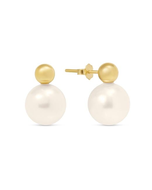 Esterah Metallic Pearl Double Stud Earrings