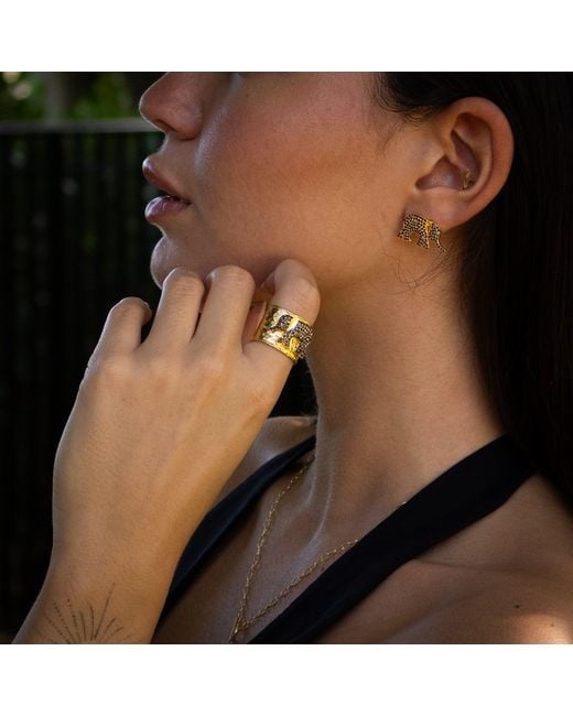 Ebru Jewelry Metallic Guardian Elephant Stud Earrings